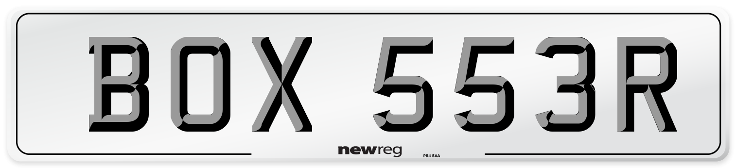 BOX 553R Number Plate from New Reg